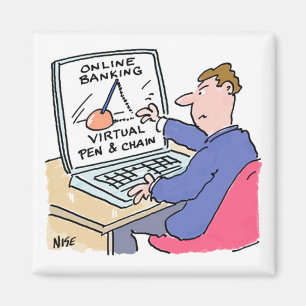 Aimant Sur Computer Online Banking Drôle Cartoon