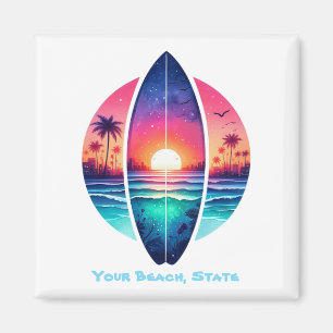 Aimant Surf au coucher du soleil