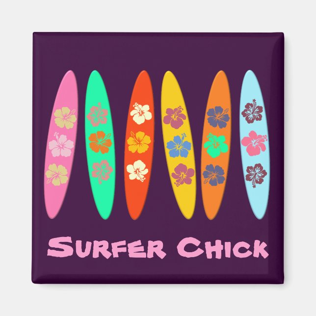 Aimant Surfboards Fleurs Girlie (Devant)