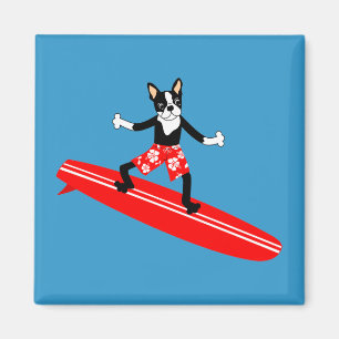 Aimant Surfer de Boston Terrier Longboard