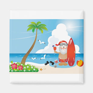 Aimant surfer santa claus