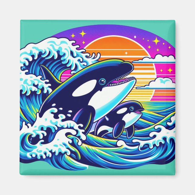Aimant Surfer sur les vagues (Devant)
