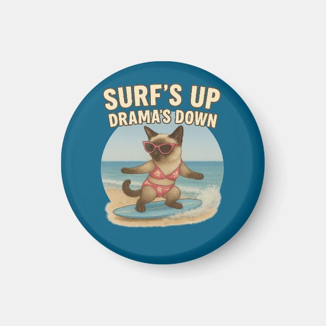 Aimant Surfing themed for Siamese Cat  (Devant)