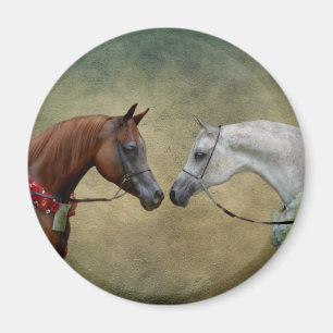 Aimant Surreal two horses painting.