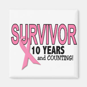 Aimant SURVIVANT de CANCER DU SEIN 10 ans et comptes