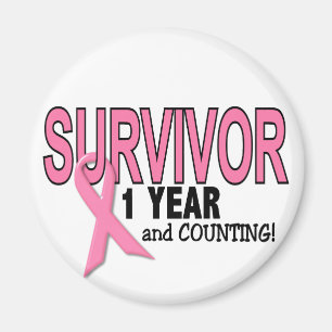 Aimant SURVIVANT DU CANCER DU SEIN 1 an & comptage