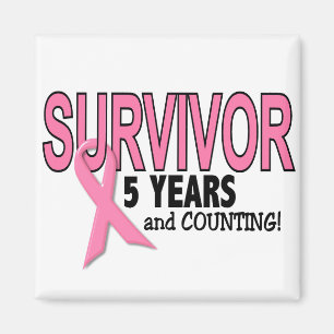 Aimant SURVIVANT DU CANCER DU SEIN 5 ans & comptage