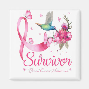 Aimant Survivant Hummingbird Ribbon Cancer du sein