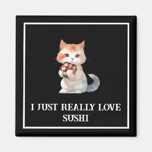 Aimant Sushi coloré "J'aime vraiment les sushis" Chat