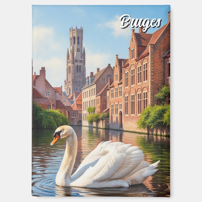 Aimant Swan in Bruges Belgium Travel Souvenir (Recto)
