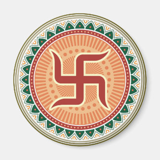 Aimant Swastika avec Mandana à l'indienne traditionnelle