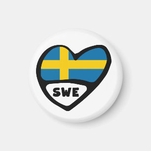 Aimant Sweden Country Code Flag Heart, SWE