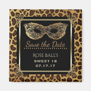 Aimant Sweet 16 Save the Date 16th Birthday Ball Leopard