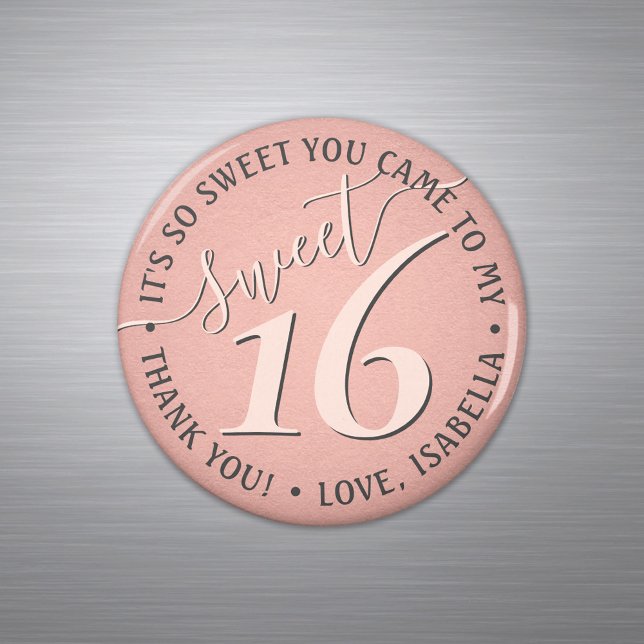 Aimant Sweet 16e anniversaire Pink Merci Party Favor (Créateur téléchargé)