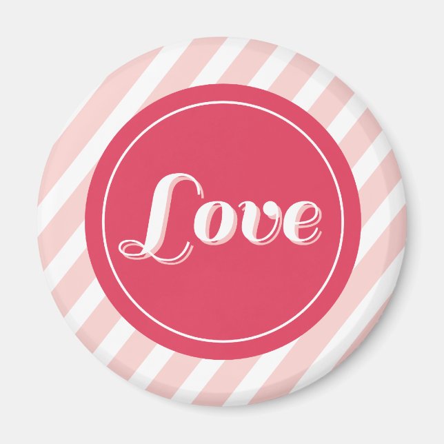 Aimant Sweet Love Pink Candy Stripes Chic Saint Valentin (Devant)