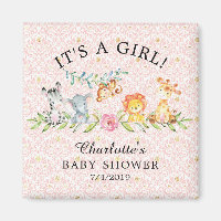 Sweet Safari Animaux Baby shower Favoriser l'aiman