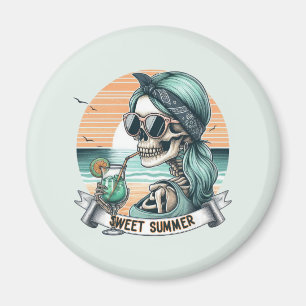 Aimant Sweet Summer Skeleton Retro Sunset Design