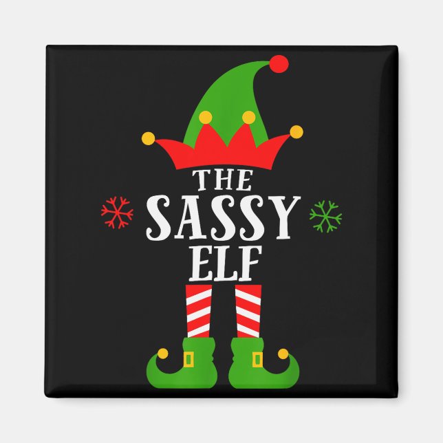 Aimant Sy Elf Funny Matching Family Group Christmas Pajam (Devant)