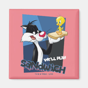 Aimant SYLVESTER™ & TWEETY™ "Nous allons jouer au sandwic