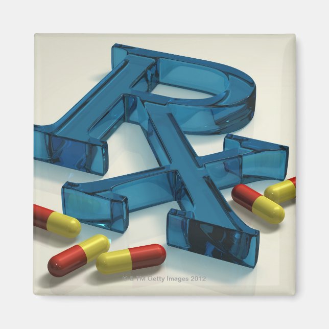 Aimant Symbole 3D RX avec capsules (Devant)
