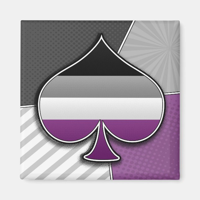 Aimant Symbole Ace de la Pride Asexuelle Halftone avec dr (Devant)