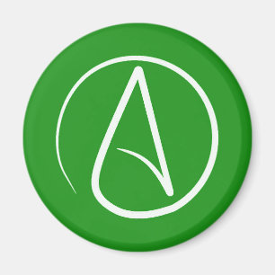Aimant Symbole athée : blanc sur vert