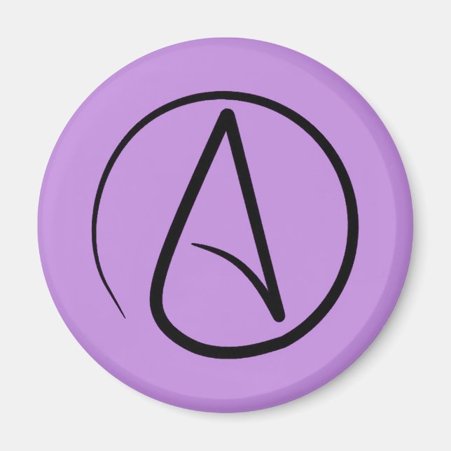 Aimant Symbole athée : noir sur lilas (Devant)