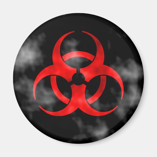 Aimant Symbole de biodanger rouge à fumer (Devant)