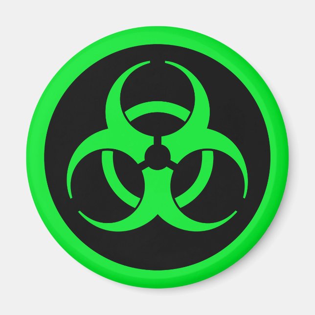 Aimant Symbole de biodanger vert (Devant)