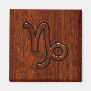 Aimant Symbole de Capricorn Zodiac dans Mahogany Brown