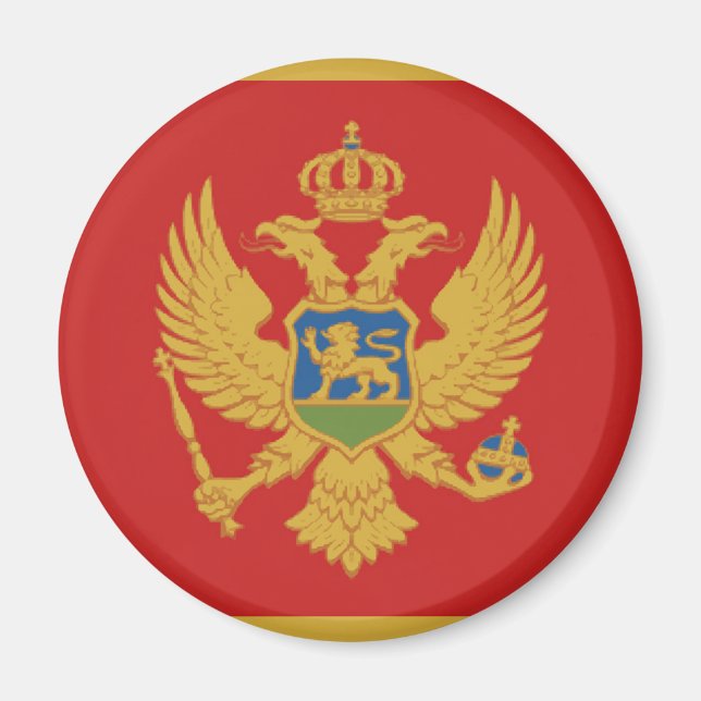 Aimant symbole de la nation du drapeau du Monténégro (Devant)