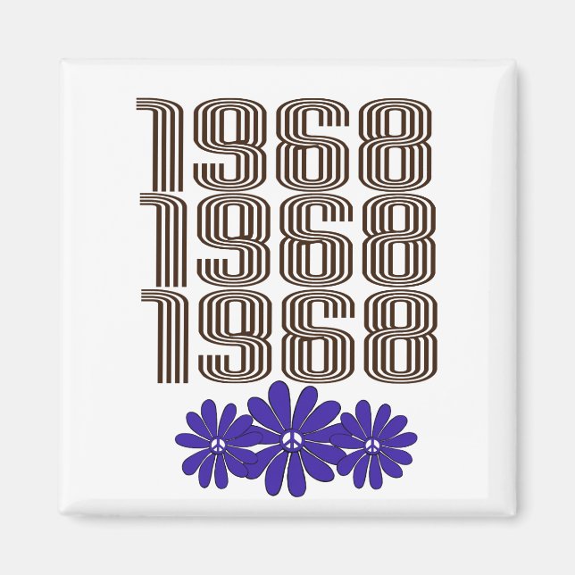 Aimant SYMBOLE DE LA PAIX 1968 Hippie Fleur Puissance vio (Devant)