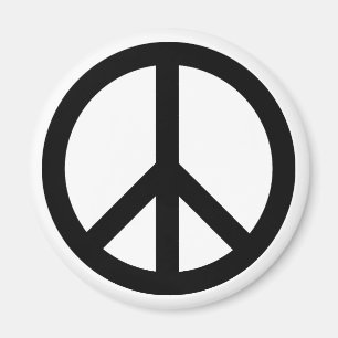 Aimant symbole de la paix Anti Guerre noir blanc simple