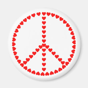 AIMANT SYMBOLE DE LA PAIX DES COEURS ROUGES DIACRITIQUE