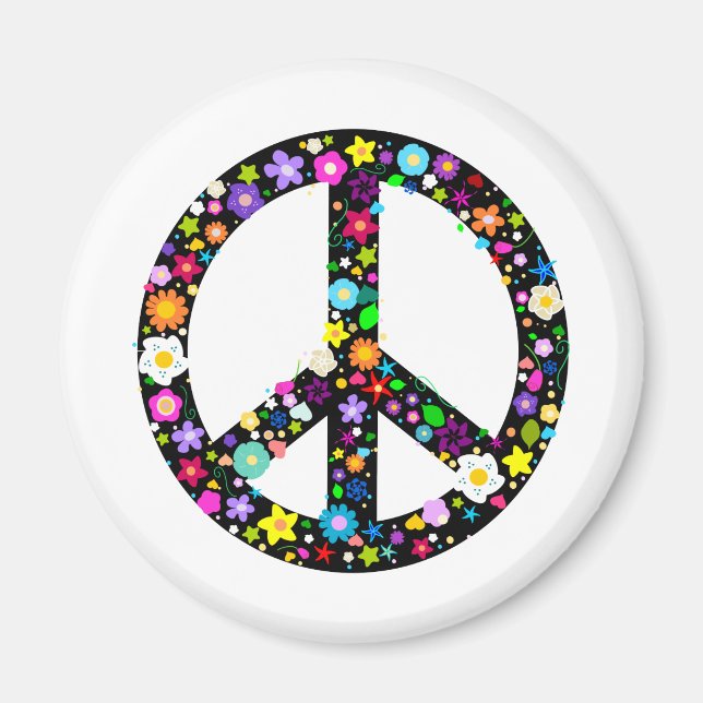 Aimant Symbole de la paix florale (Devant)