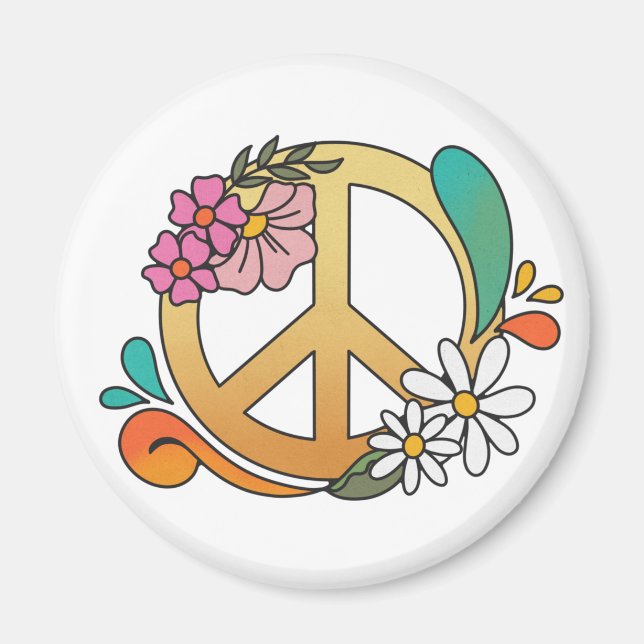 Aimant Symbole de la paix hippie (Devant)