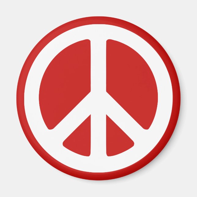 Aimant Symbole de la Paix Rouge et Blanc (Devant)