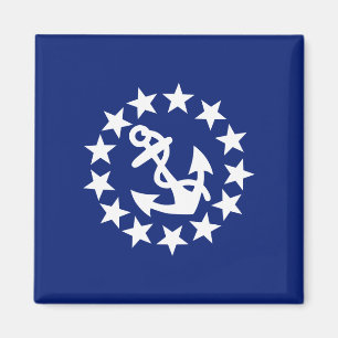 Aimant Symbole de l'Ancre du drapeau du yacht sur bleu