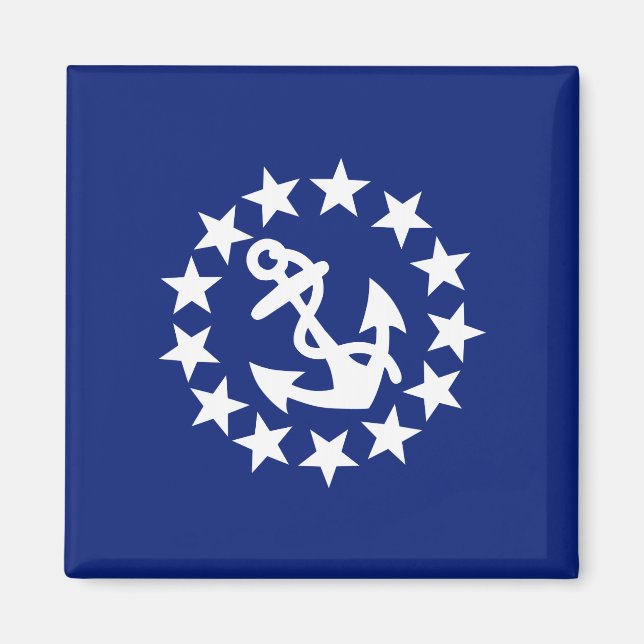 Aimant Symbole de l'Ancre du drapeau du yacht sur bleu (Devant)