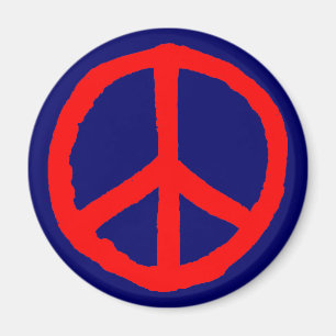 Aimant Symbole de paix approximatif - rouge sur