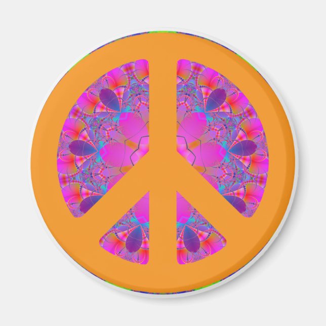 Aimant Symbole de paix, conception psychédélique (Devant)
