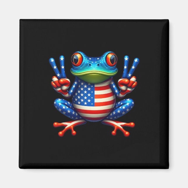 Aimant Symbole de paix de grenouille 4 juillet grenouille (Devant)