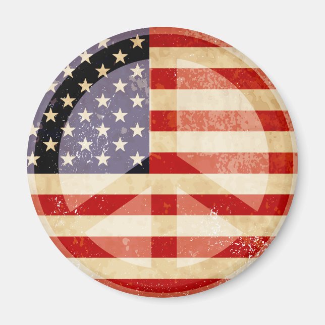 Aimant Symbole de paix du drapeau patriotique (Devant)