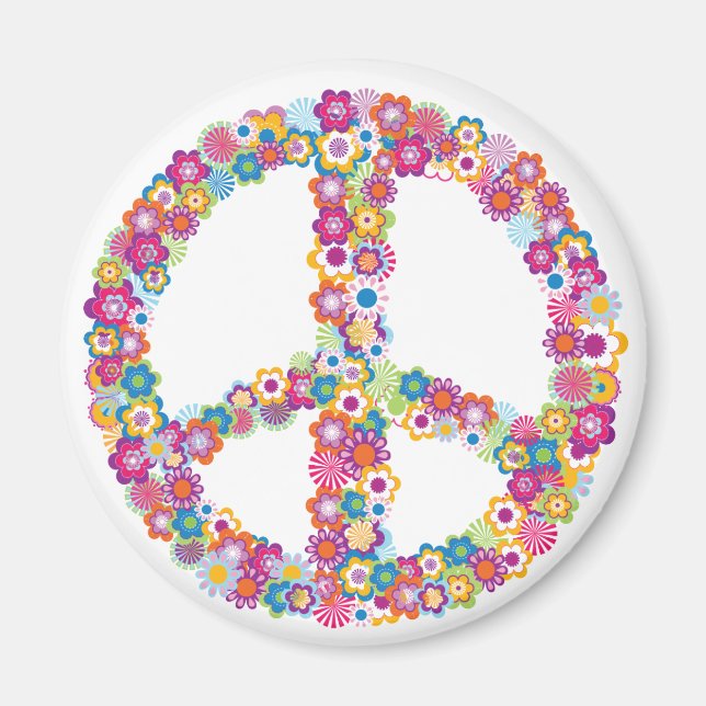 Aimant SYMBOLE DE PAIX Floral (Devant)