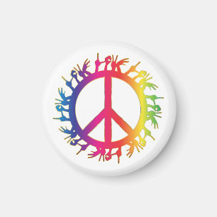 Aimant Symbole de paix hippie des années 60 aimanté