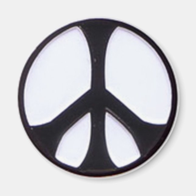 Aimant Symbole de paix noir et blanc (Devant)