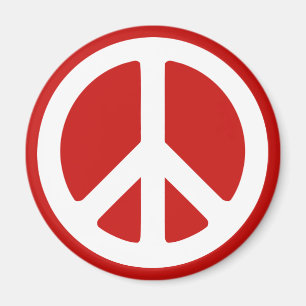 Aimant Symbole de paix rouge et blanc