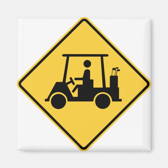 Aimant Symbole de prudence du panier de golf (Devant)