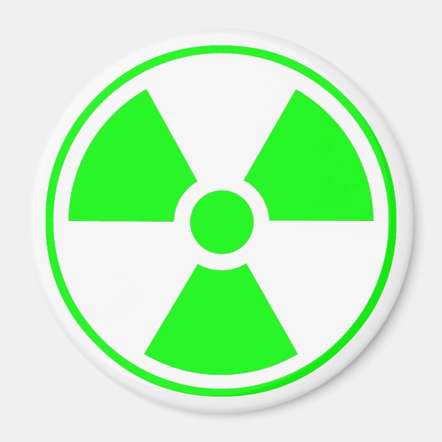 Aimant Symbole de rayonnement radioactif nucléaire en ver (Devant)