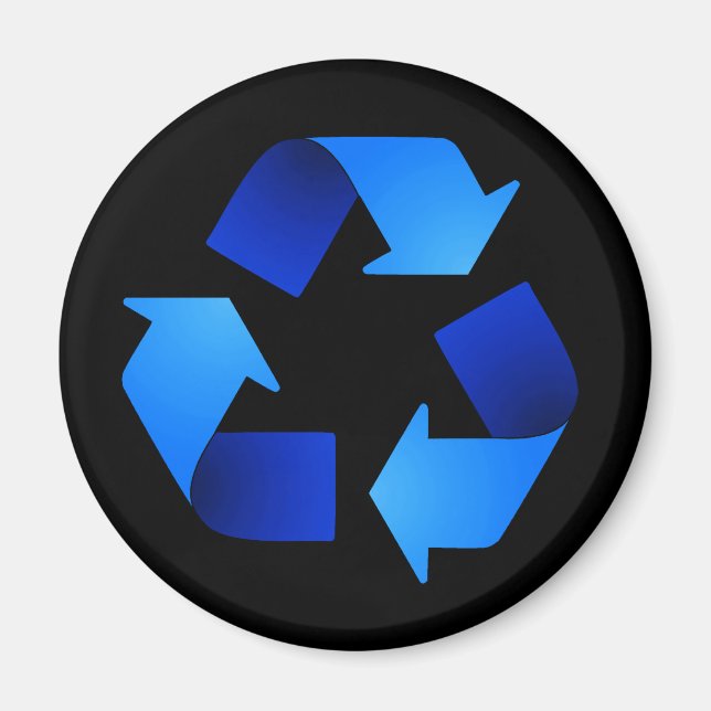 Aimant Symbole de recyclage bleu magnétique (Devant)